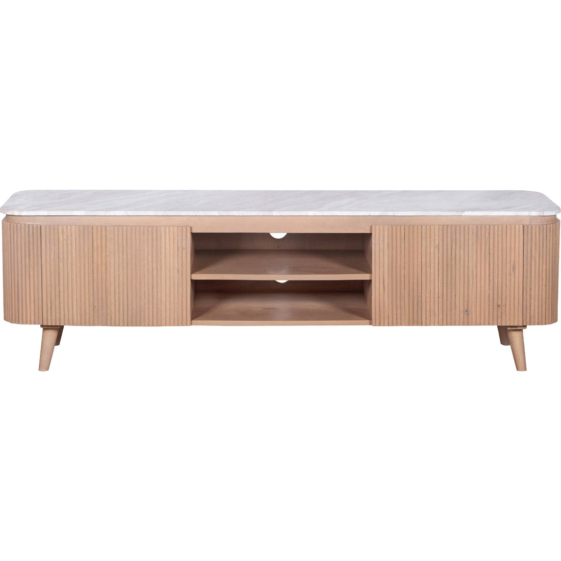Bundi Natural Marble & Wood Large Tv Cabinet
