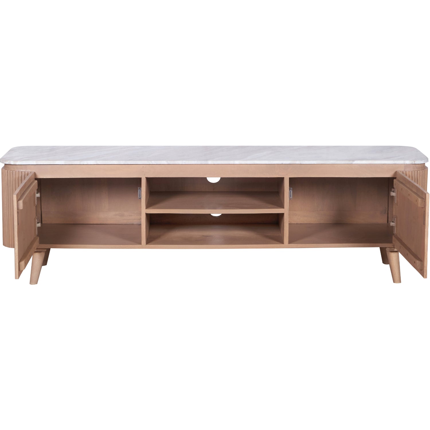 Bundi Natural Marble & Wood Large Tv Cabinet