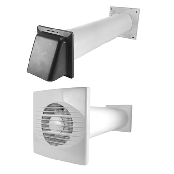 Rico Timer/Humidistat Fan Through Wall Ventilation Kit 100mm Pipe Graphite Vent