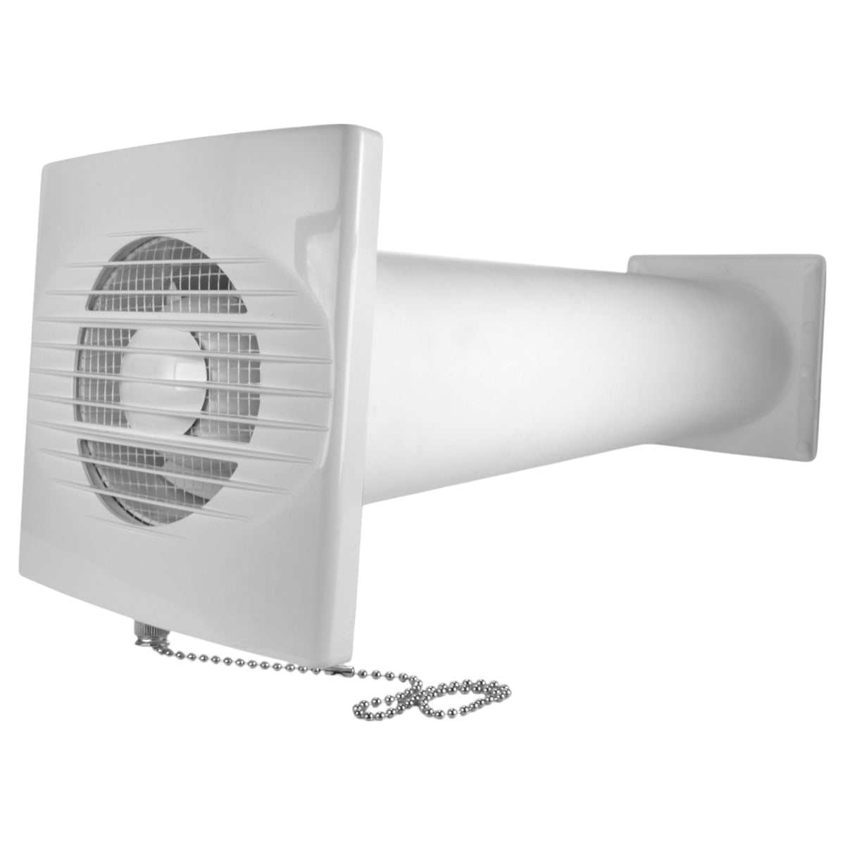 Rico Pull-Cord Switch Fan Through Wall Ventilation Kit 100mm Pipe White Vent