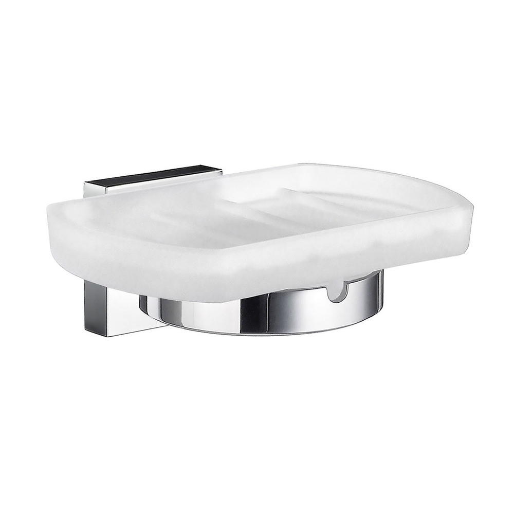 Smedbo House Wall Soap Dish RK342 Polished Chrome & Frosted Glass