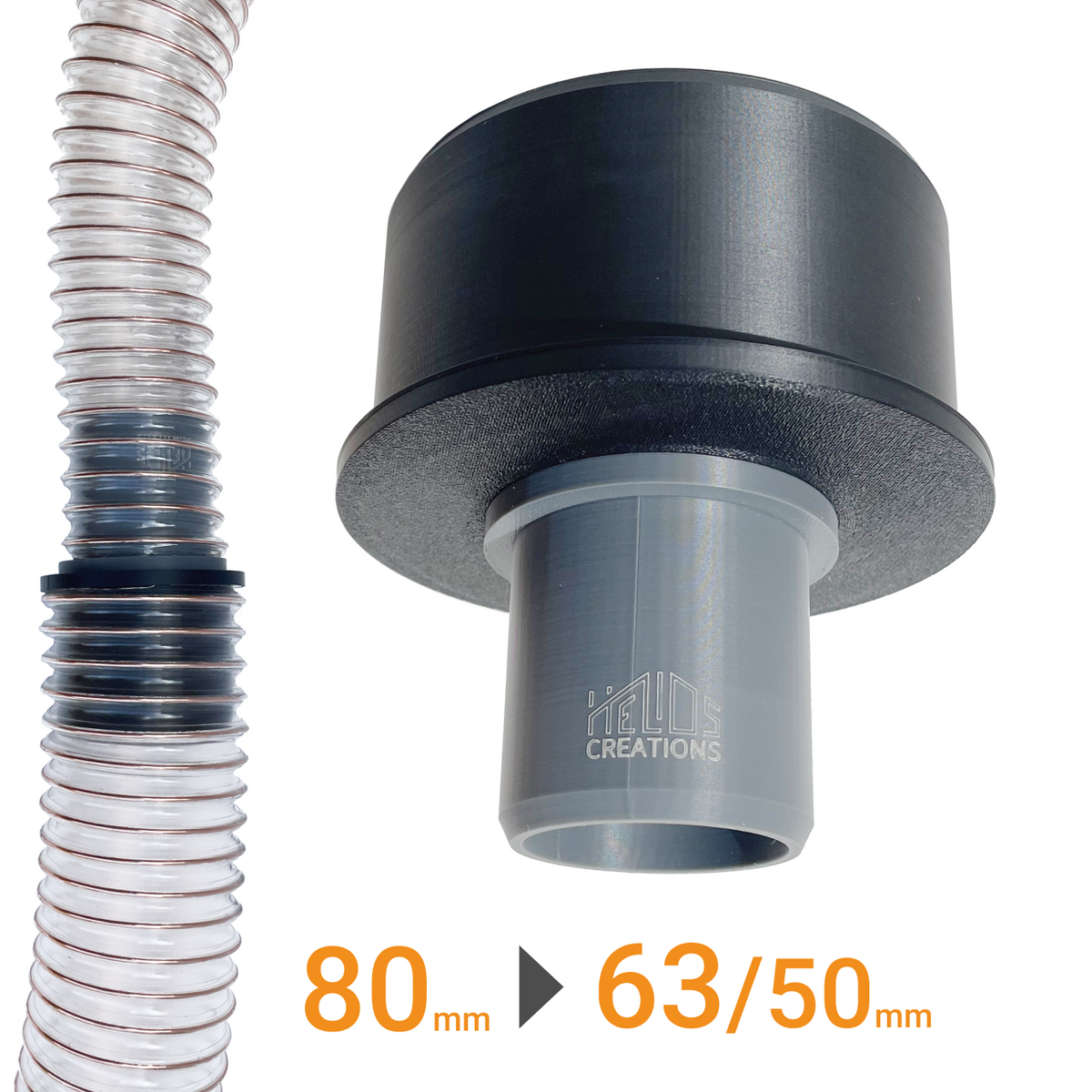 Dust Extraction Hose Reducer – 80 mm to 63 or 50 mm