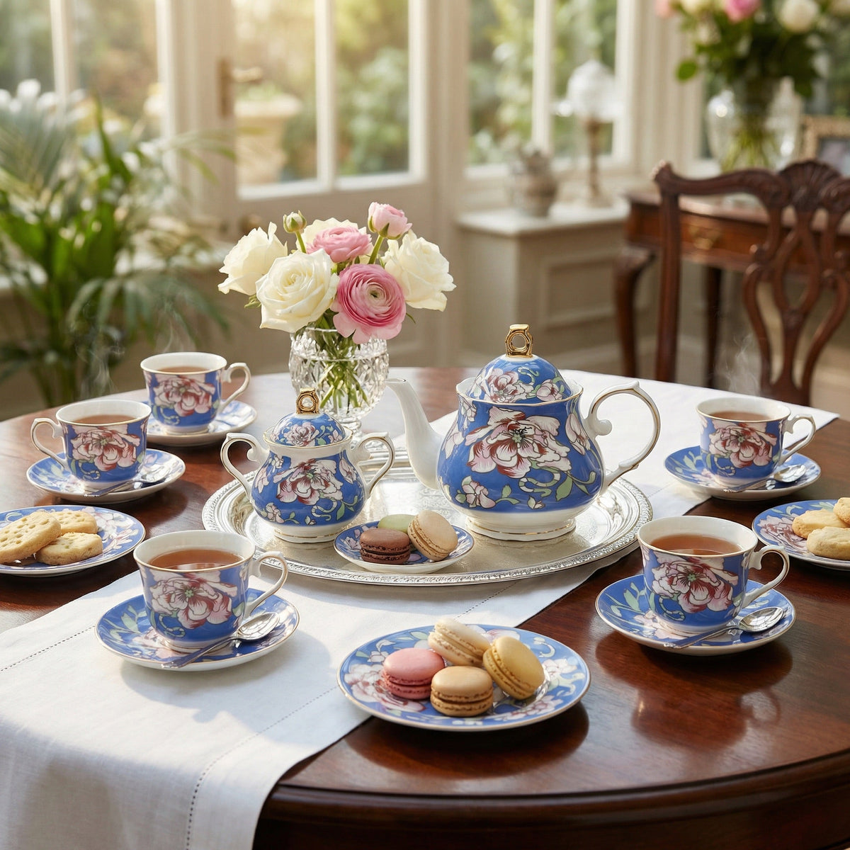 Rosewood Garden Tea Set - Service for 6 (15 Pieces)