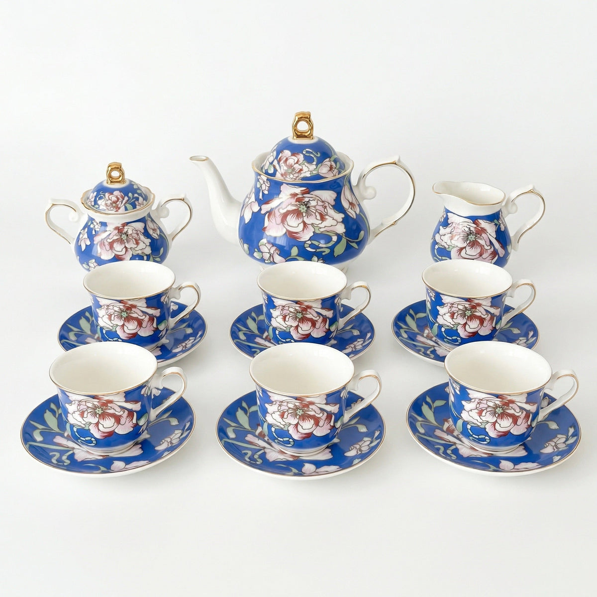 Rosewood Garden Tea Set - Service for 6 (15 Pieces)