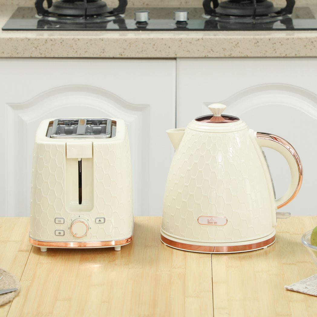 HOMCOM Kettle and Toaster Set 1.7L Fast Boil Kettle & 2 Slice Toaster Set