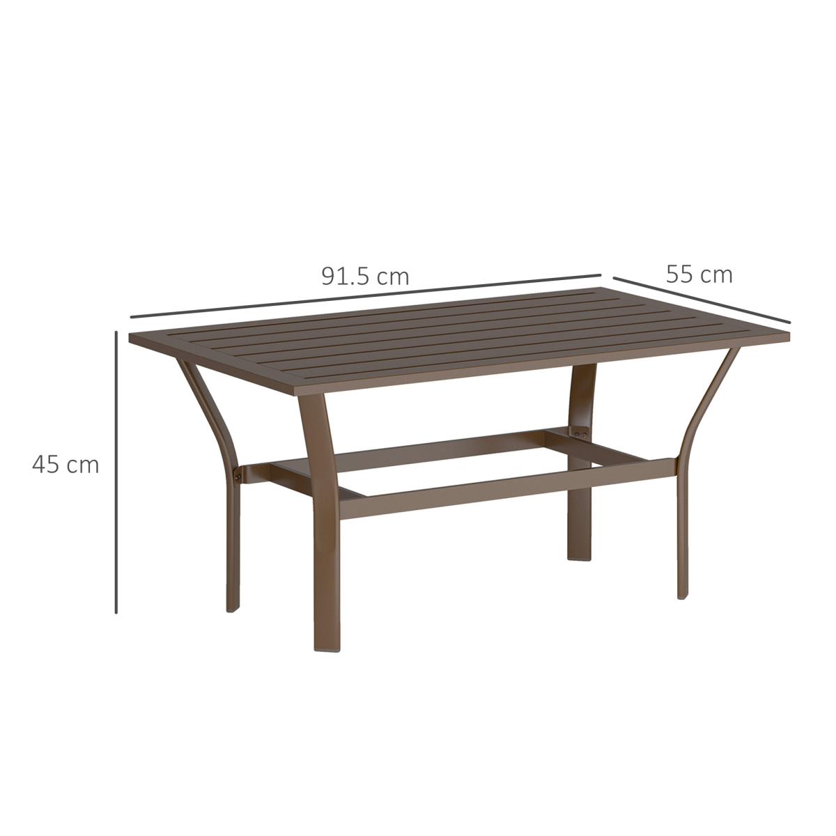 Outsunny Metal Garden Coffee Table with Slatted Tabletop