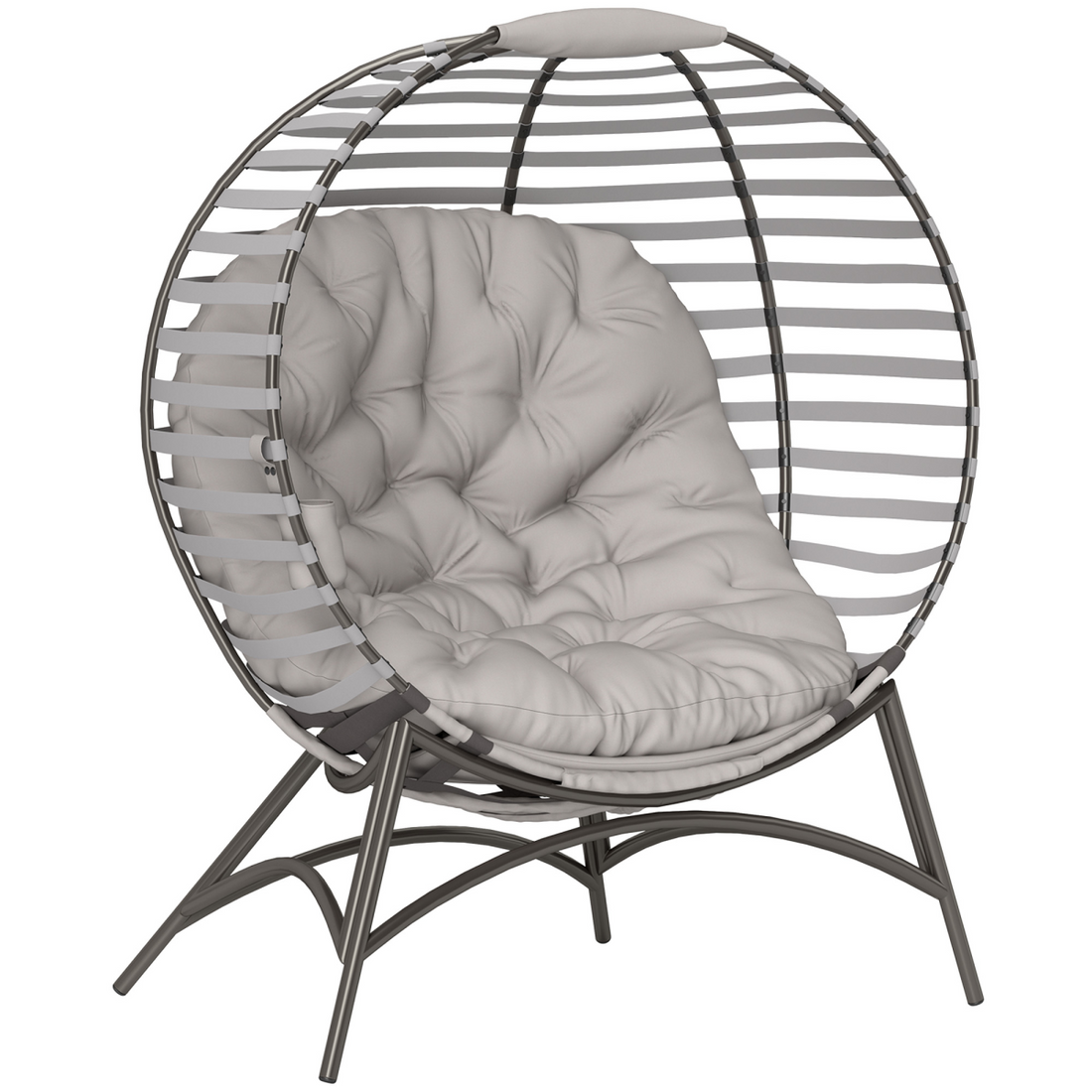 Outsunny Egg Chair w/ Cushion Steel Frame and Side Pocket