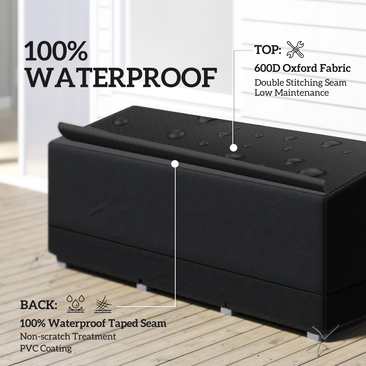 Outsunny 190x72x76cm Rectangular Patio Furniture Cover for Chairs