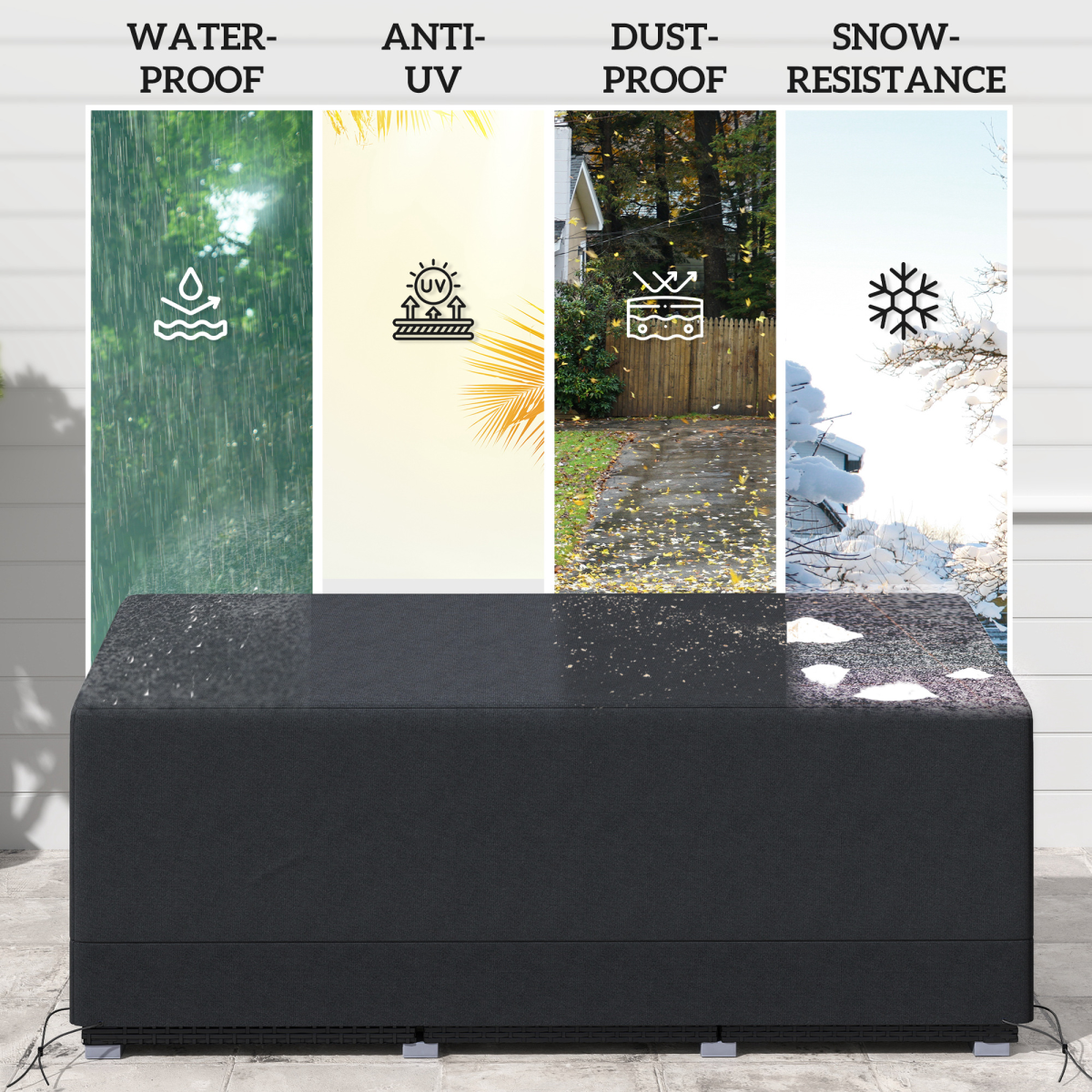 Outsunny 190x72x76cm Rectangular Patio Furniture Cover for Chairs