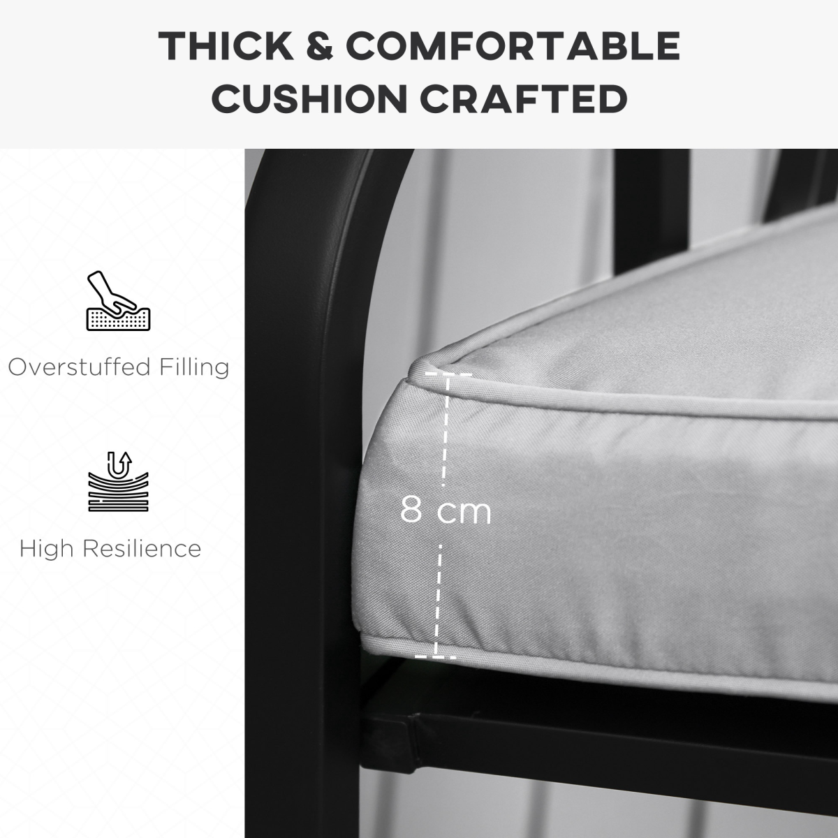 Outsunny Garden Bench Cushion 2 Seater Seat Pad Indoor& Outdoor Use