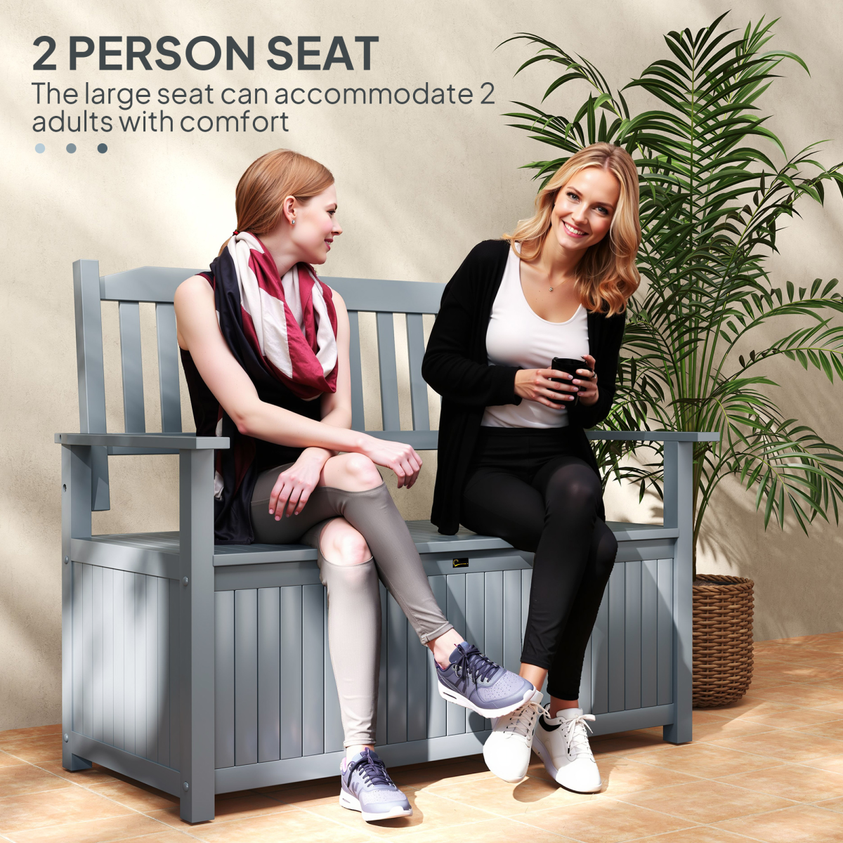 Outsunny 2 Seater Wood Garden Storage Bench Outdoor Storage Box