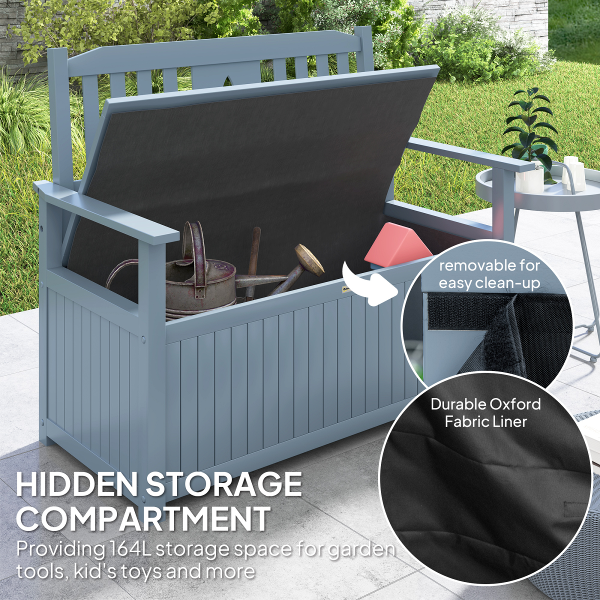 Outsunny 2 Seater Wood Garden Storage Bench Outdoor Storage Box