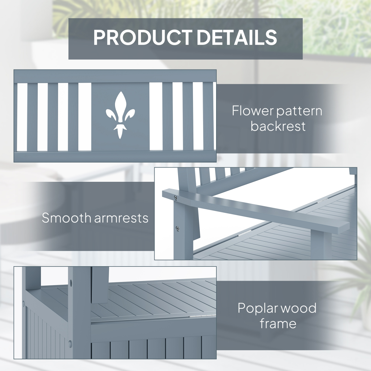 Outsunny 2 Seater Wood Garden Storage Bench Outdoor Storage Box
