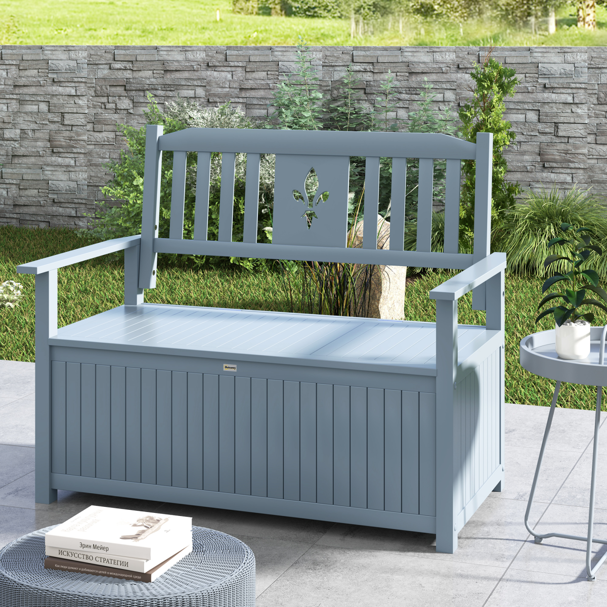 Outsunny 2 Seater Wood Garden Storage Bench Outdoor Storage Box
