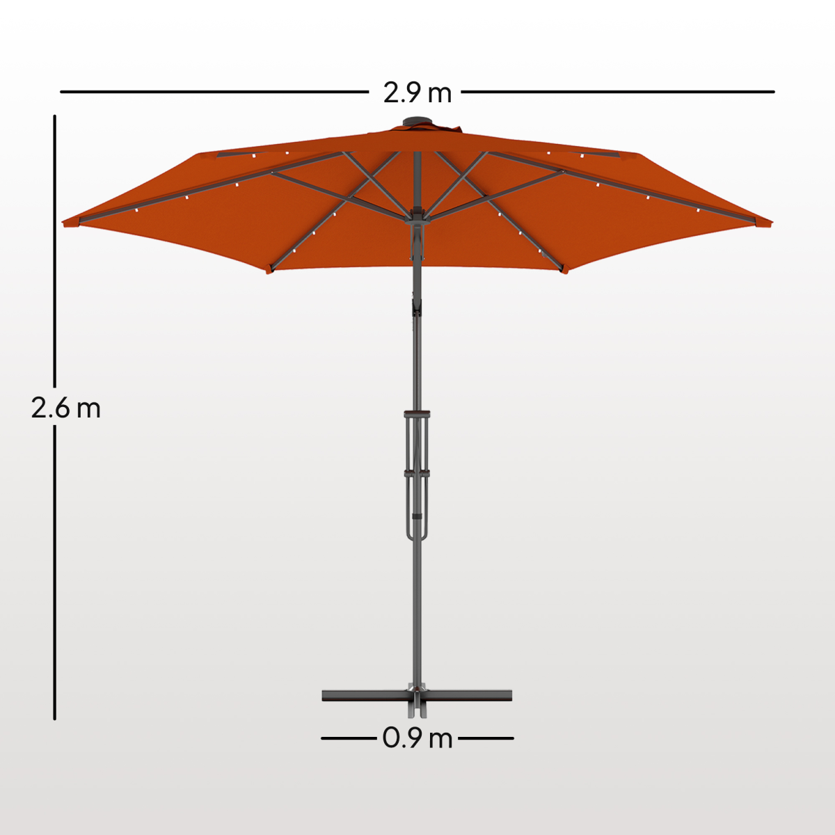 Outsunny 3(m) Cantilever Garden Parasol Umbrella W/ Solar LED