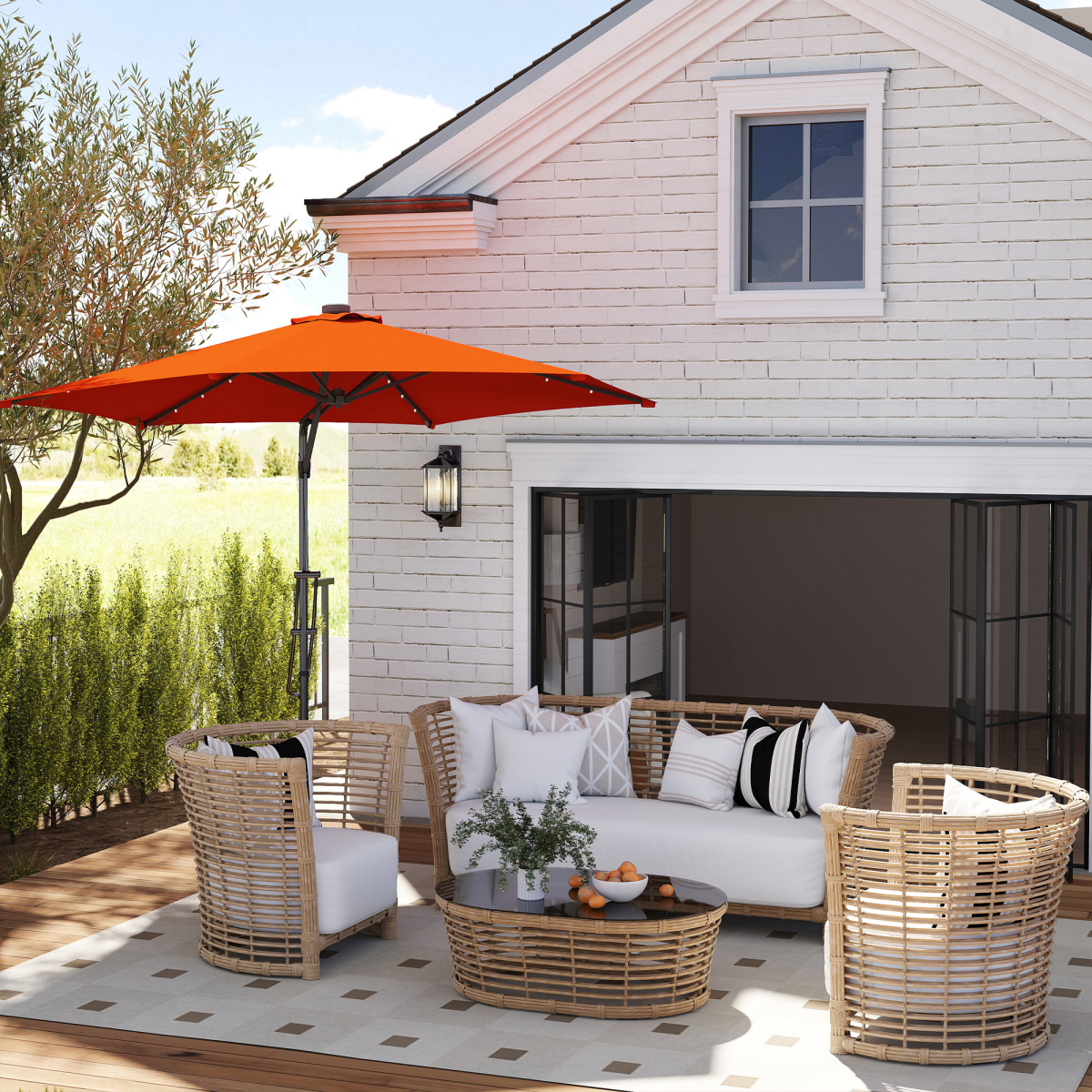Outsunny 3(m) Cantilever Garden Parasol Umbrella W/ Solar LED