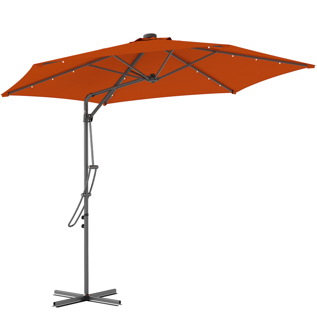Outsunny 3(m) Cantilever Garden Parasol Umbrella W/ Solar LED