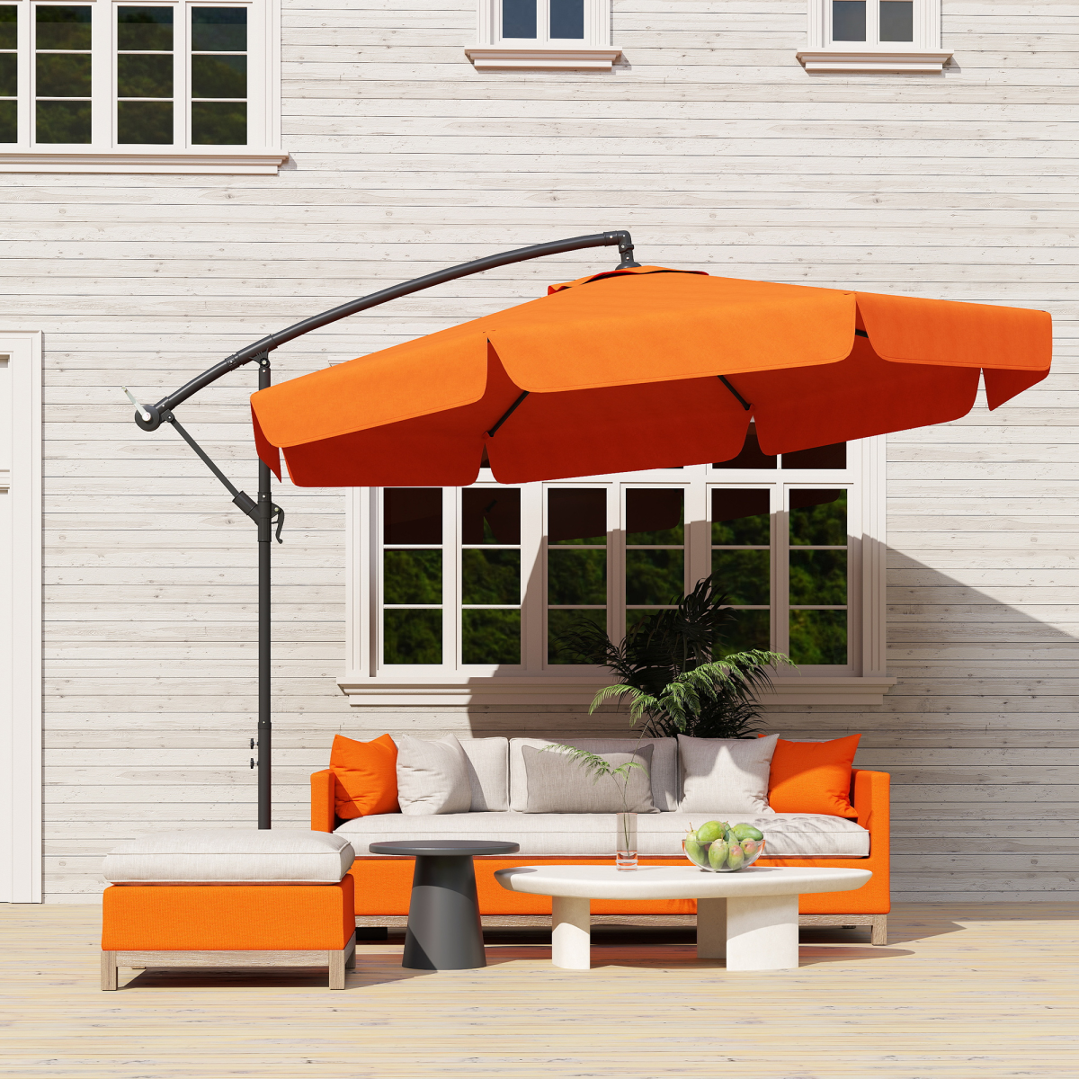 Outsunny 2.7m Garden Cantilever Banana Parasol Sun Shade w/ Crank