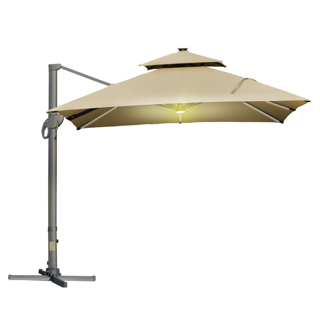 Outsunny 3 x 3(m) Cantilever Umbrella Power Bank Solar Cold