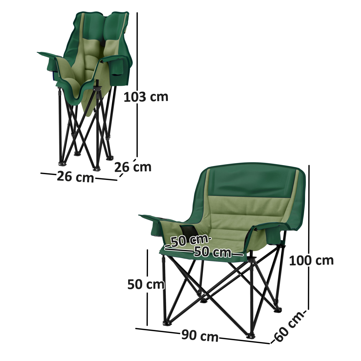 Outsunny Camping Chair for Adults, Padded Folding Chair