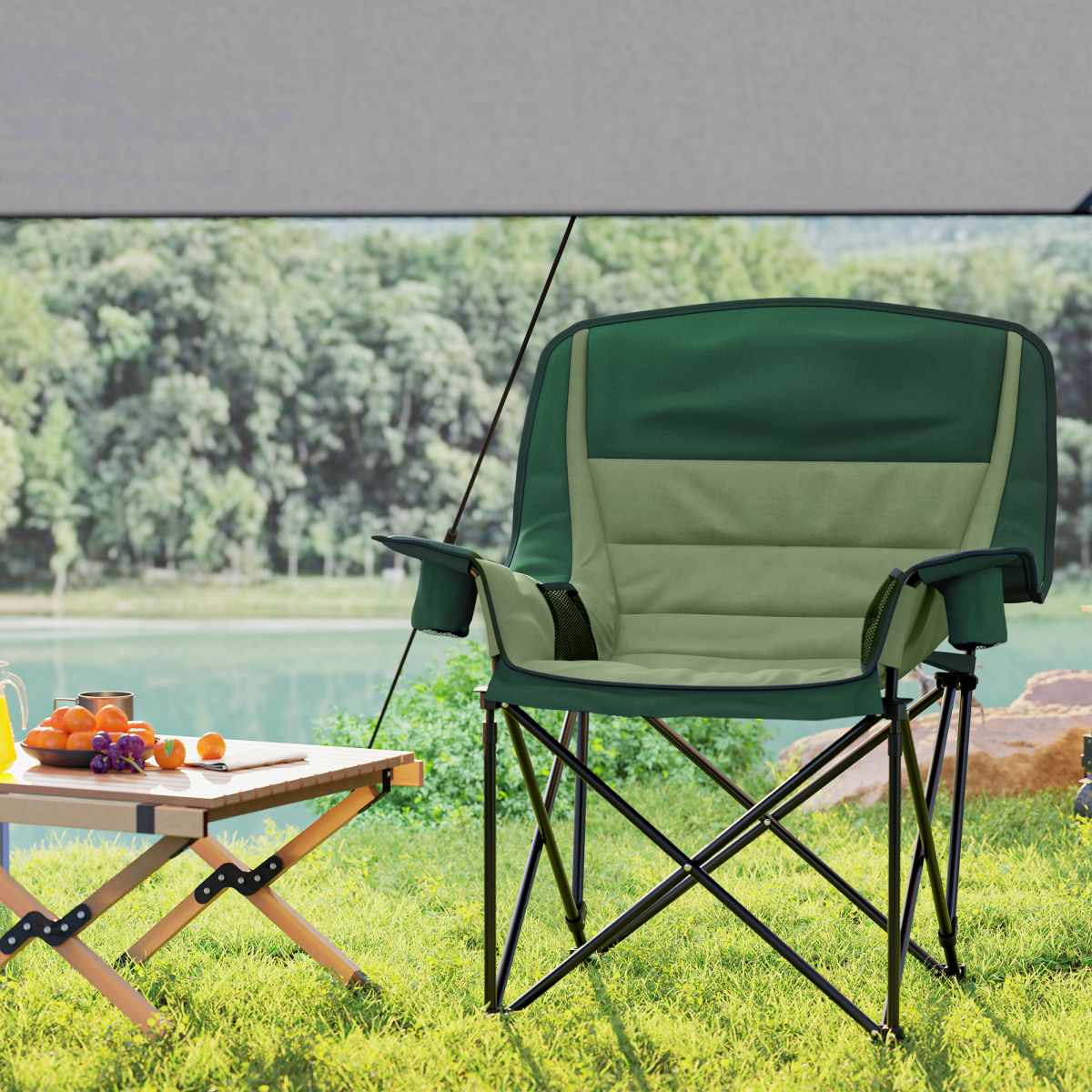 Outsunny Camping Chair for Adults, Padded Folding Chair