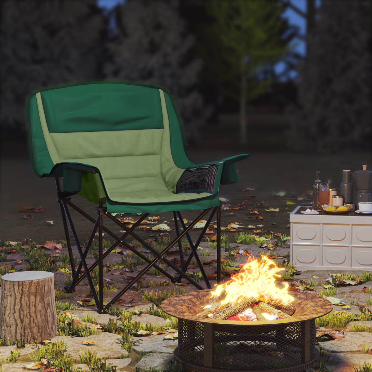 Outsunny Camping Chair for Adults, Padded Folding Chair