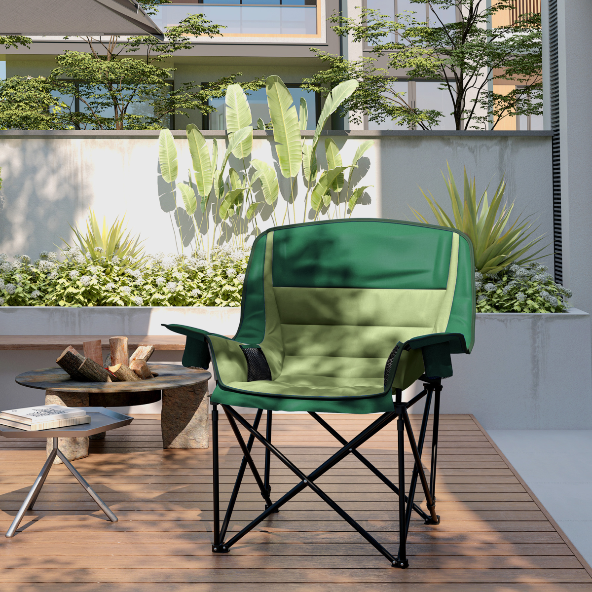 Outsunny Camping Chair for Adults, Padded Folding Chair