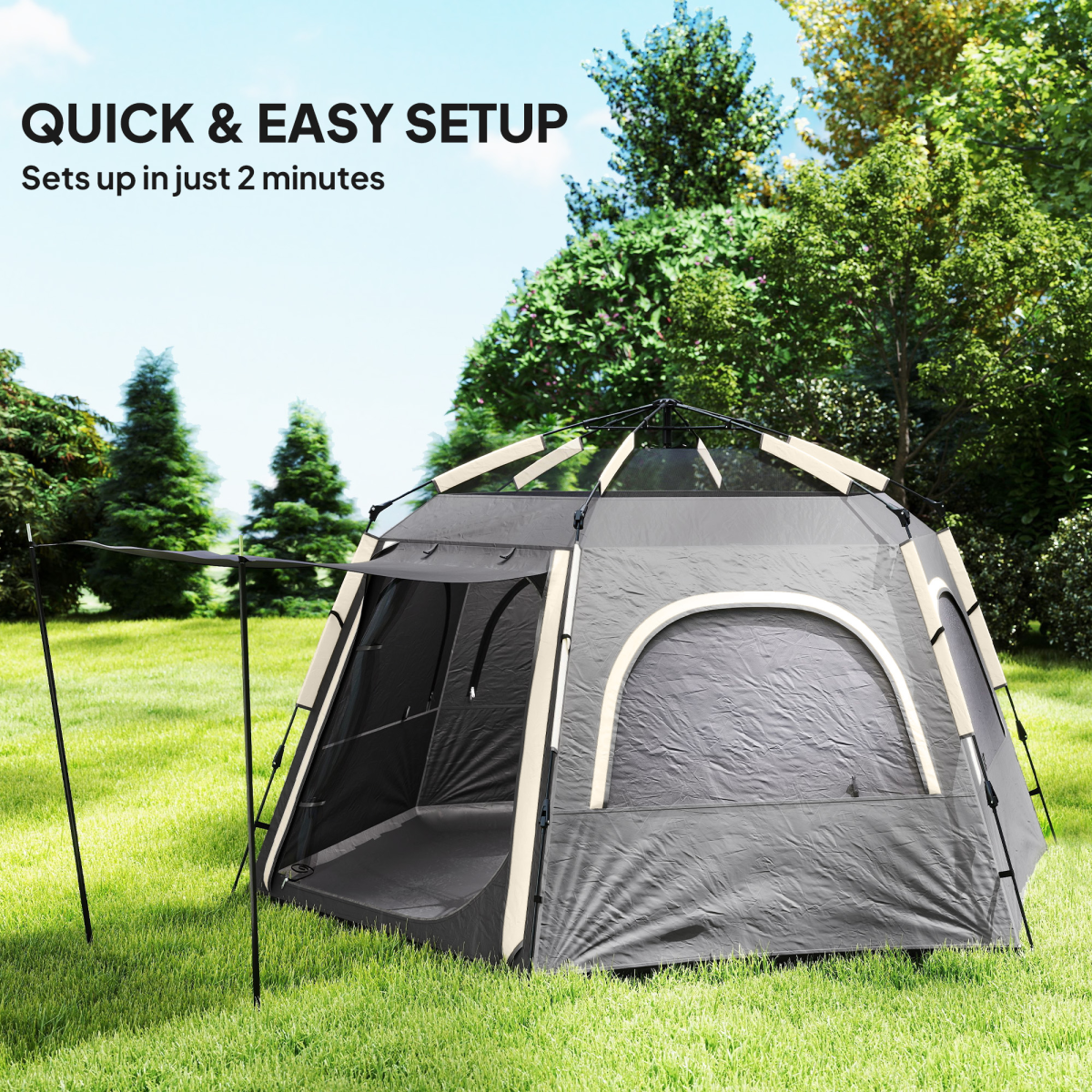 Outsunny Instant Camping Tent, 4 Person Easy Setup Dome Tent