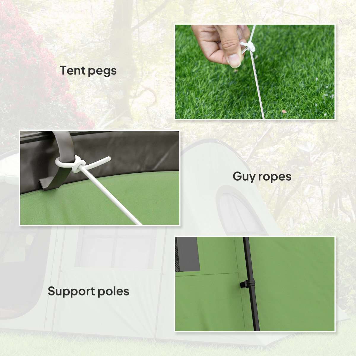 Outsunny 3-4 Man Tunnel Tent with Sewn in Floor, 3000mm Waterproof