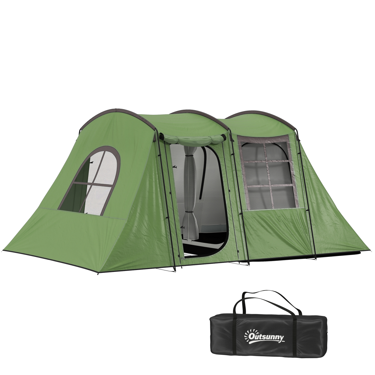Outsunny 3-4 Man Tunnel Tent with Sewn in Floor, 3000mm Waterproof