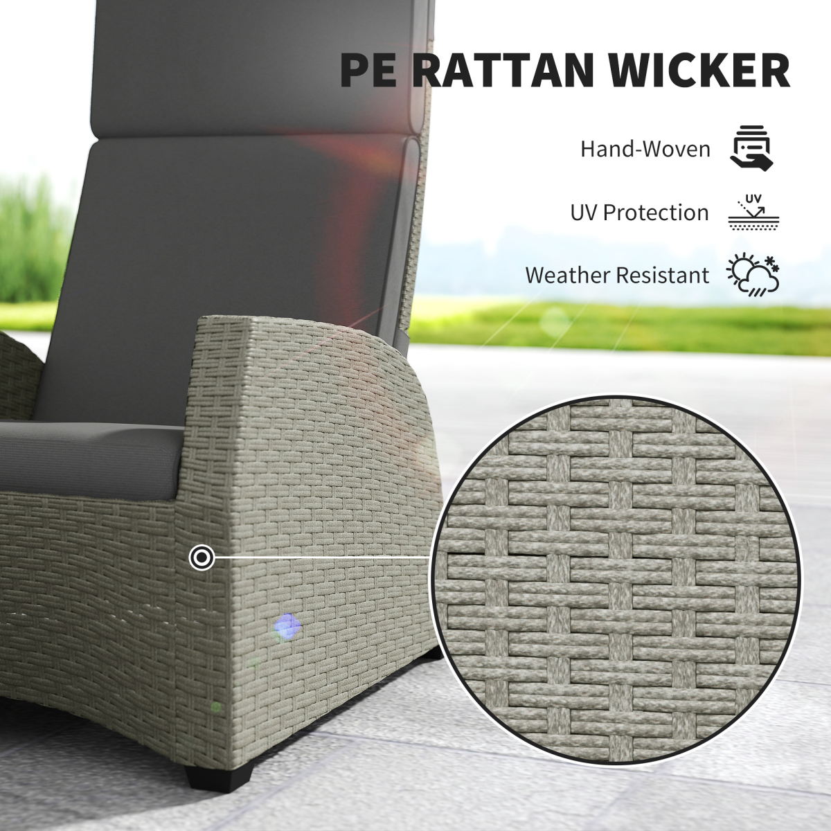 Outsunny 5 PCs Rattan Garden Furniture Set with Reclining Chairs