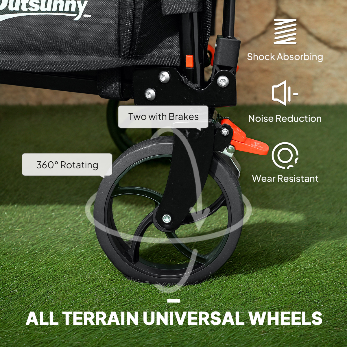 Outsunny Folding Trolley on Wheels, Garden Cart with Openable Sides