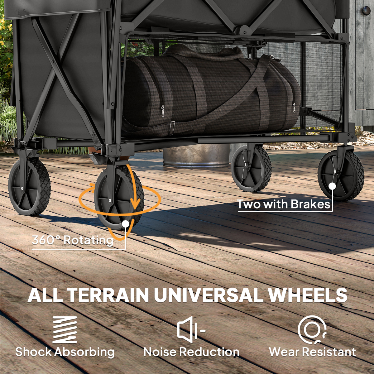 Outsunny Double Decker Folding Trolley Cart on Wheels, 200KG Capacity