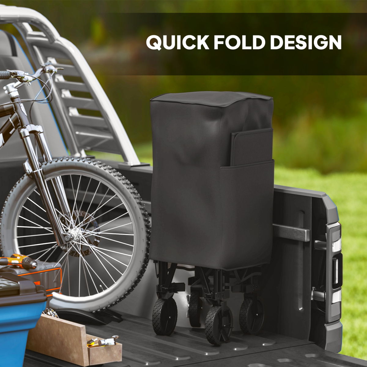 Outsunny Double Decker Folding Trolley Cart on Wheels, 200KG Capacity