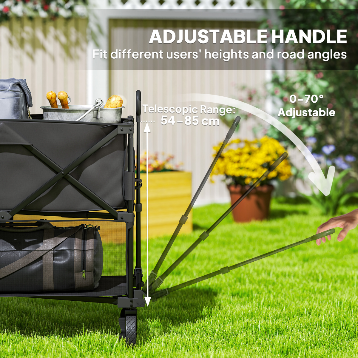 Outsunny Double Decker Folding Trolley Cart on Wheels, 200KG Capacity