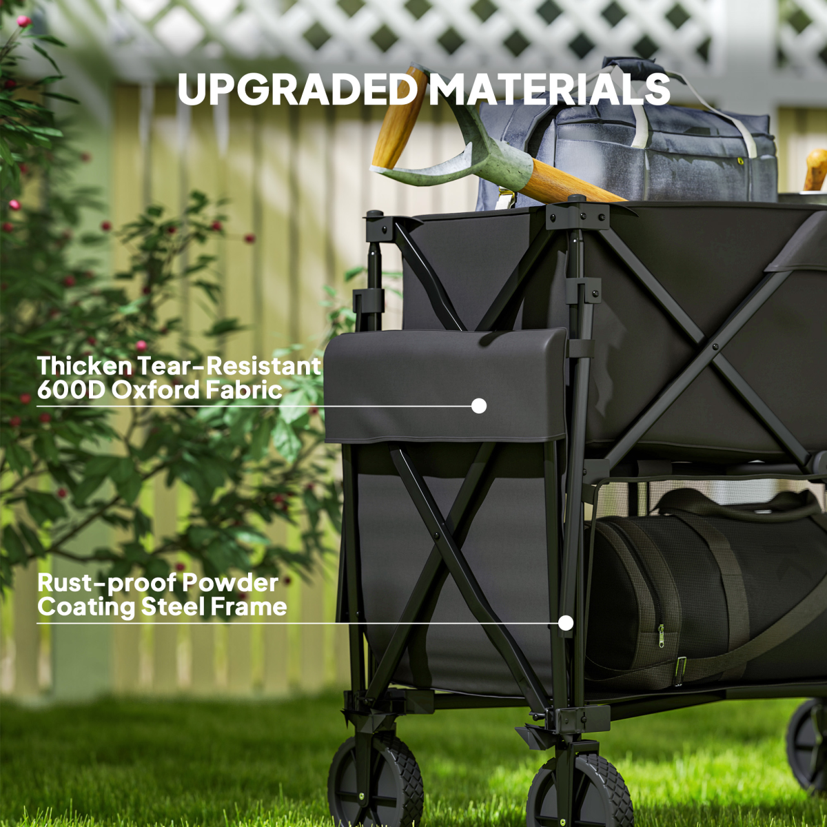 Outsunny Double Decker Folding Trolley Cart on Wheels, 200KG Capacity
