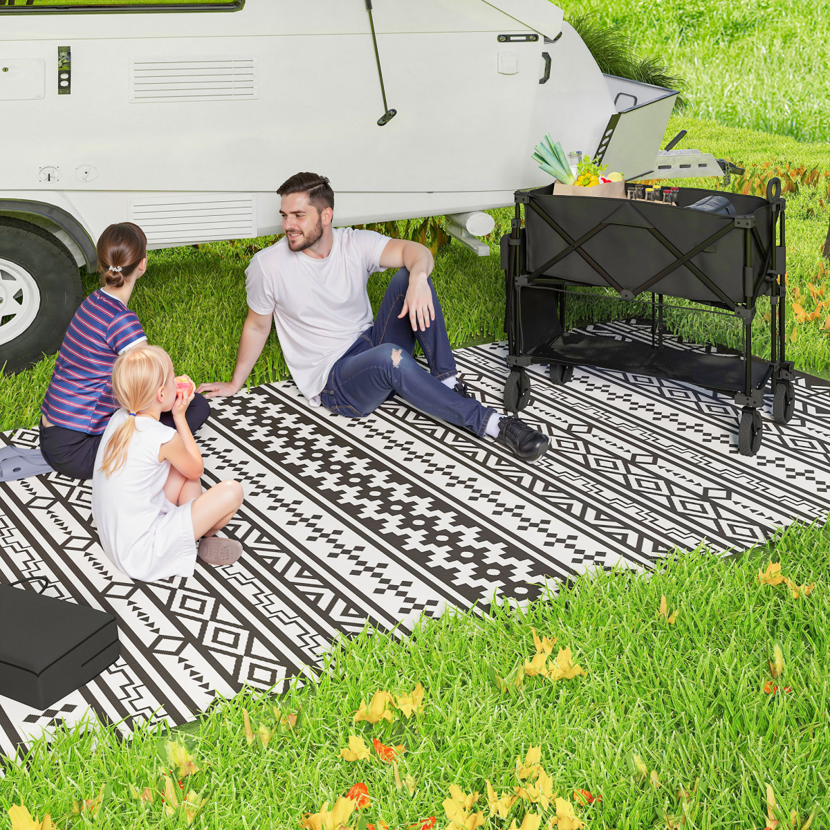 Outsunny Double Decker Folding Trolley Cart on Wheels, 200KG Capacity
