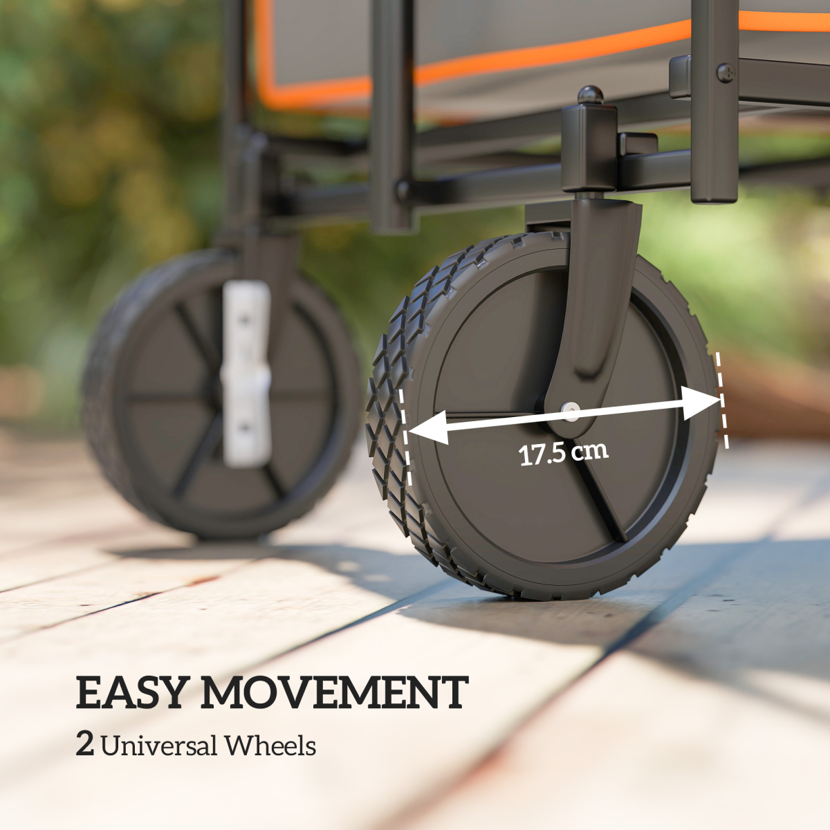 Outsunny 160L Folding Trolley Cart w/ Adjustable Handle, Grey and Orange