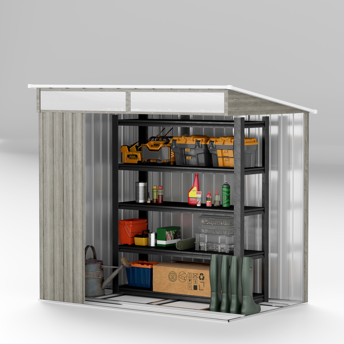 Outsunny 6.5x4FT Garden Shed Lockable Metal Tool Shed