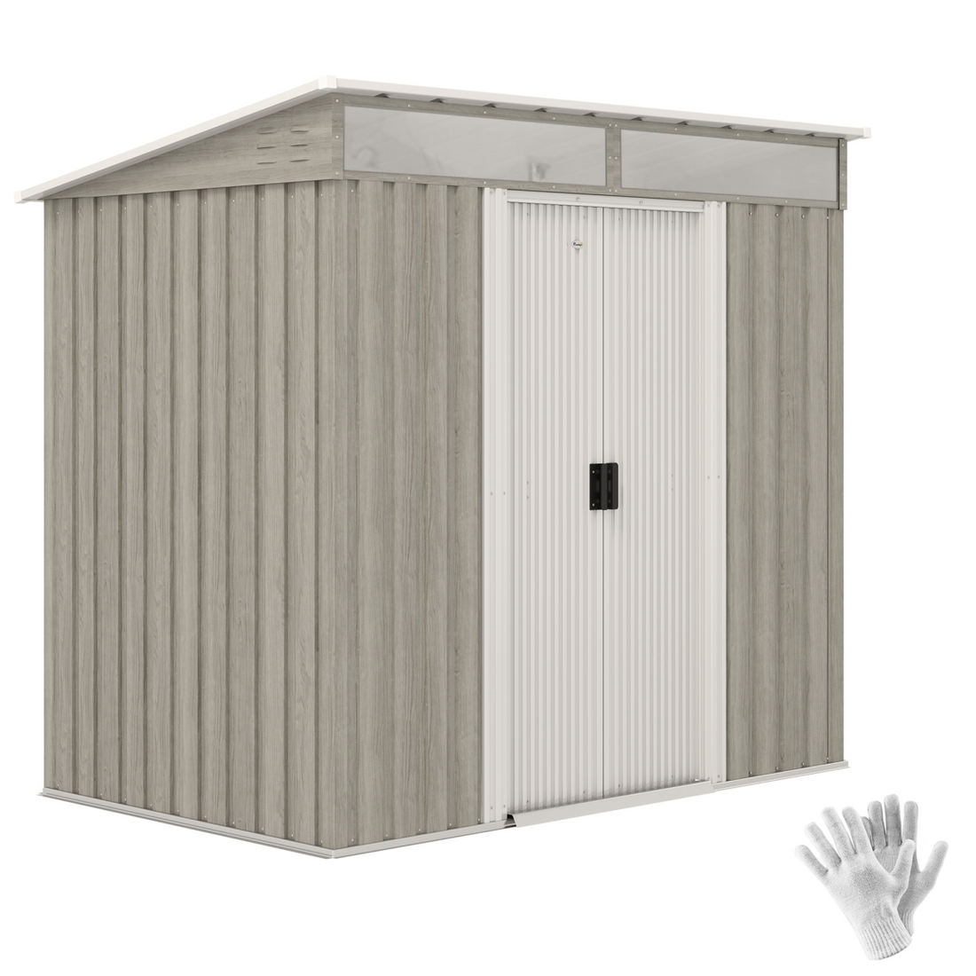 Outsunny 6.5x4FT Garden Shed Lockable Metal Tool Shed