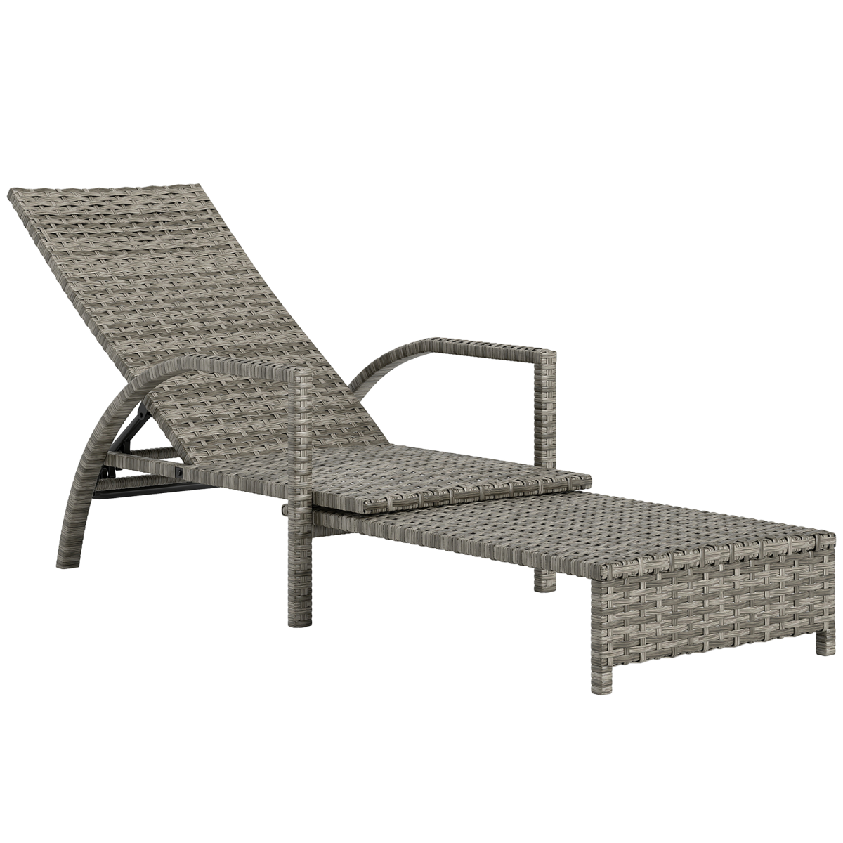 Outsunny PE Rattan Sun Lounger with 4-Level Adjustable Backrest