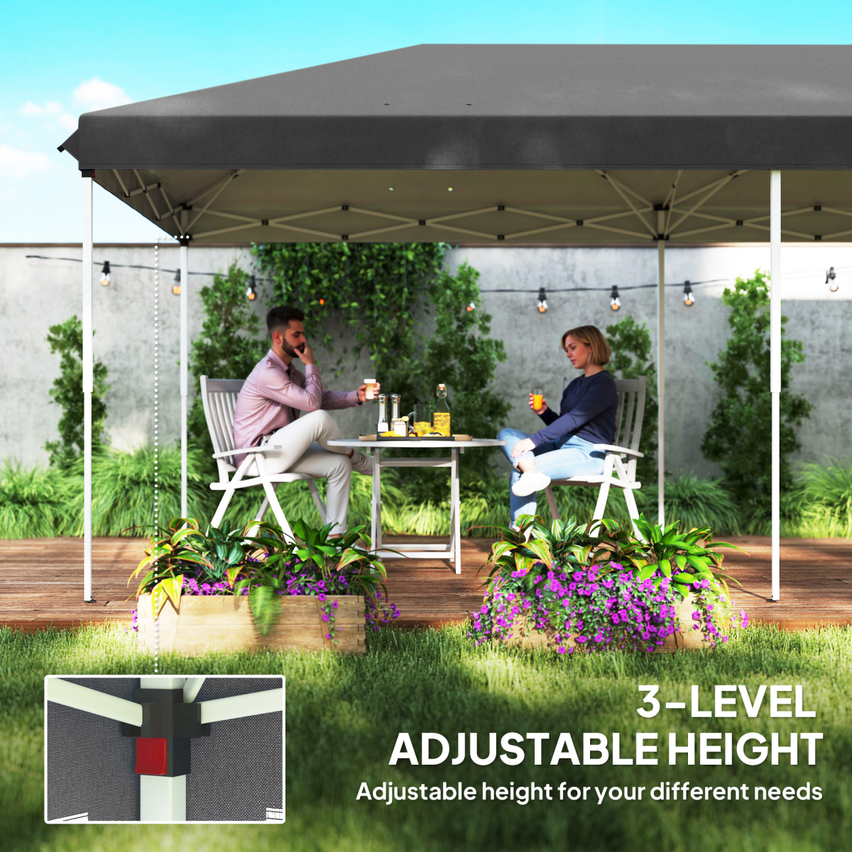 Outsunny 6 x 3(m) Pop Up Party Tent Canopy with 6 Removable Sidewalls