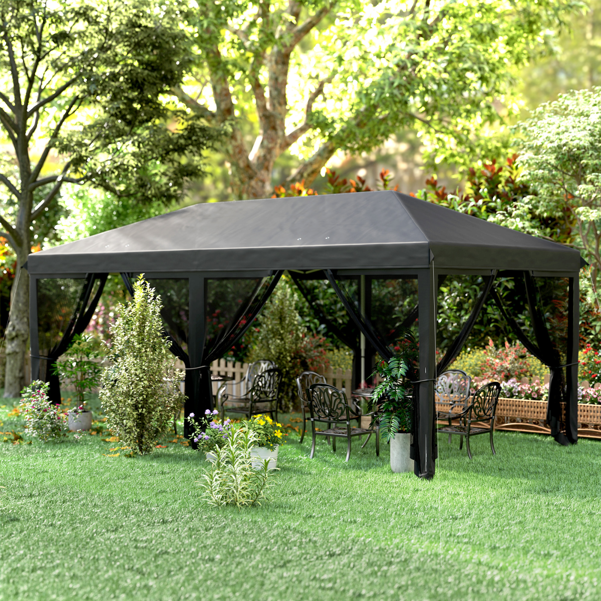 Outsunny 6 x 3(m) Pop Up Party Tent Canopy with 6 Removable Sidewalls