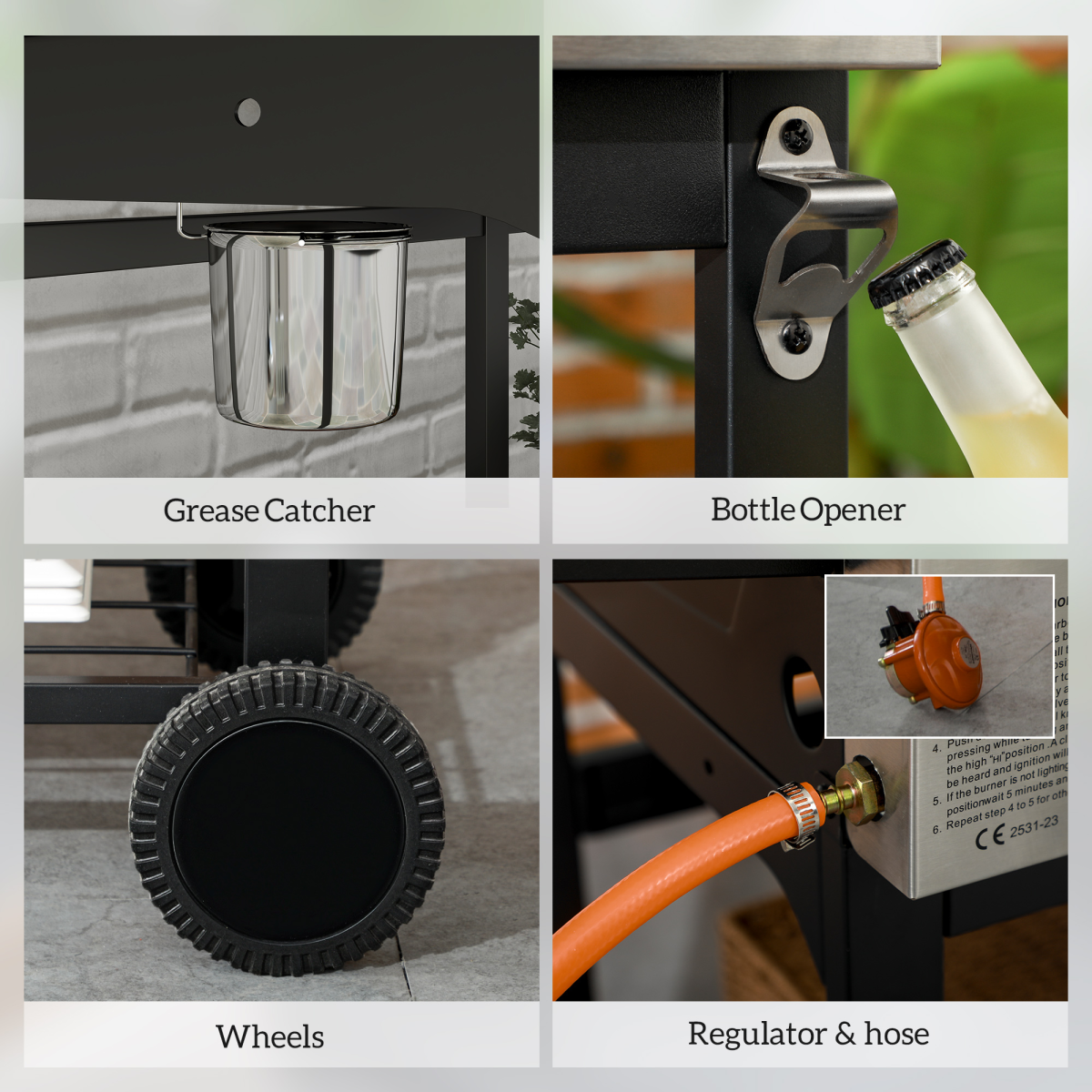 Outsunny Gas Grill and Plancha with 6+1 Burners for Garden Party Festival