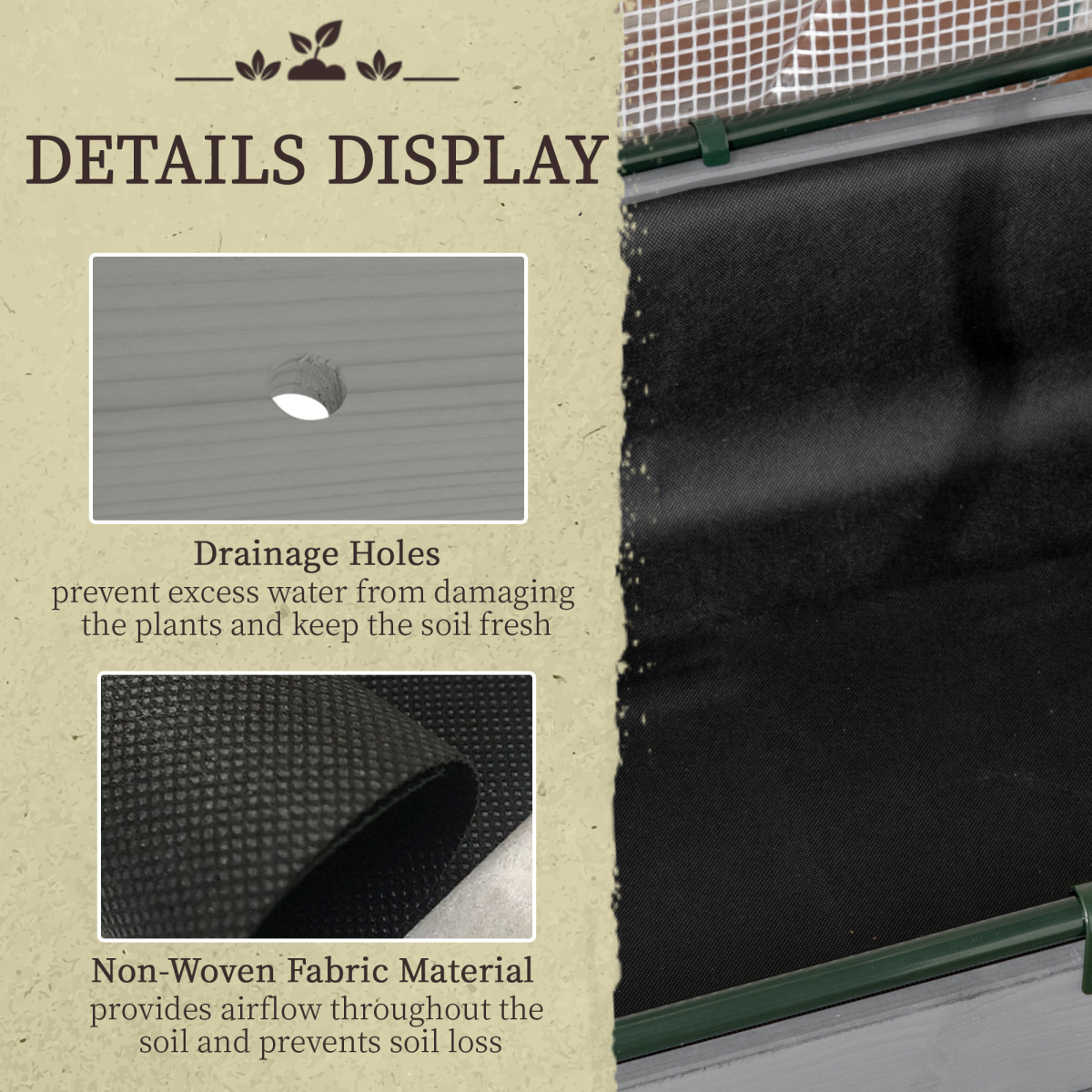 Outsunny Raised Garden Bed w/ PE Cover, Use for Patio, Garden