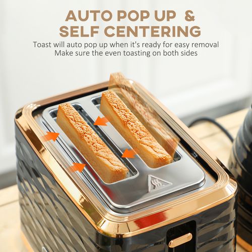 HOMCOM Kettle and Toaster Set 1.7L Rapid Boil Kettle & 2 Slice Toaster