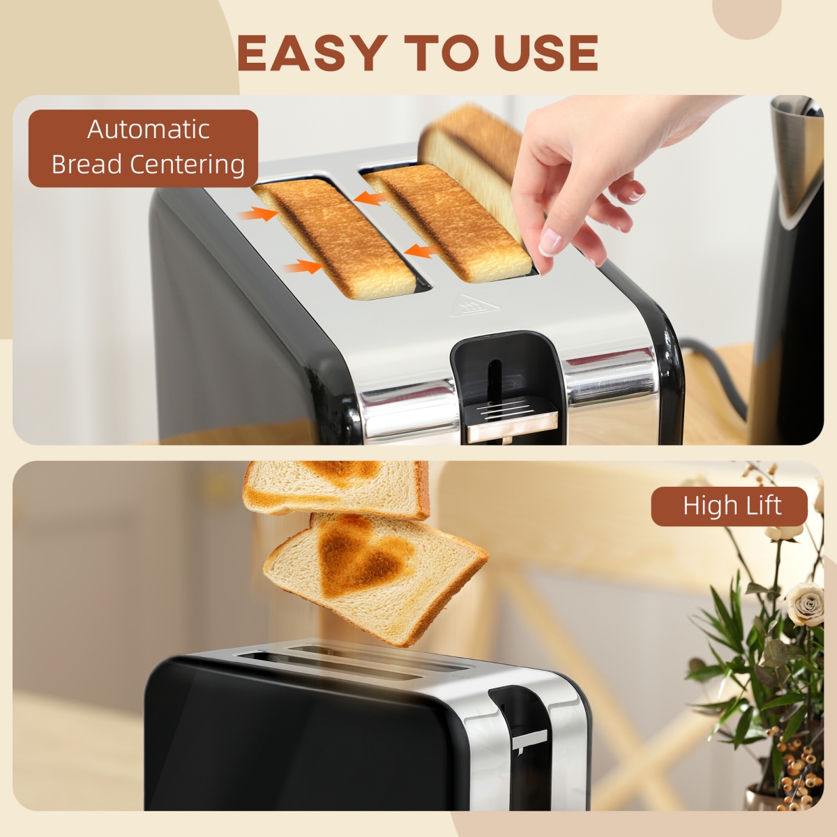 HOMCOM Kettle and Toaster Set with Temperature Gauge, Crumb Tray