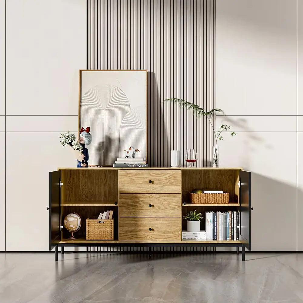 Brown Oak Storage Cabinet