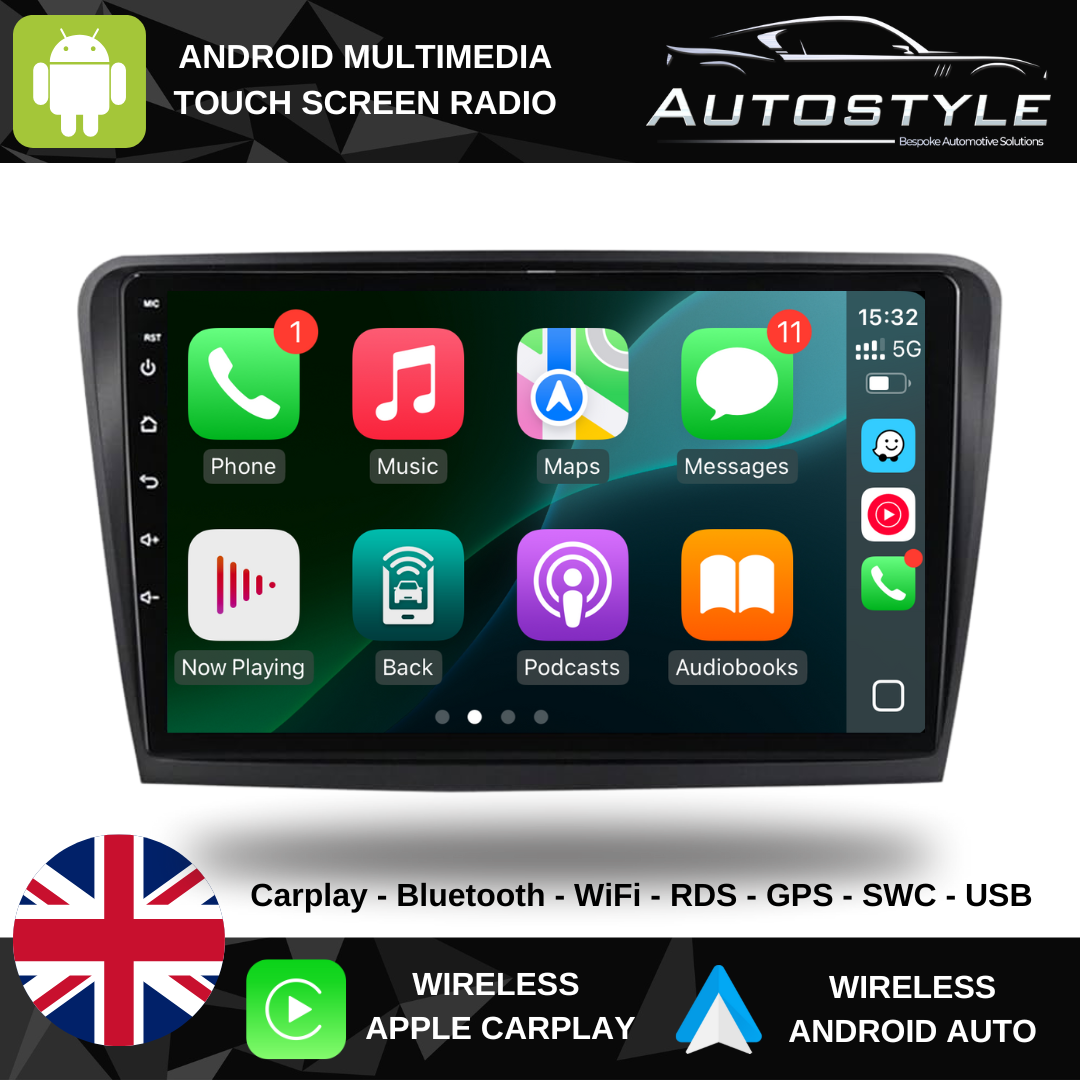Skoda superb 2 / B6 Apple Carplay / Android Auto 9" Stereo Upgrade 2008-2015