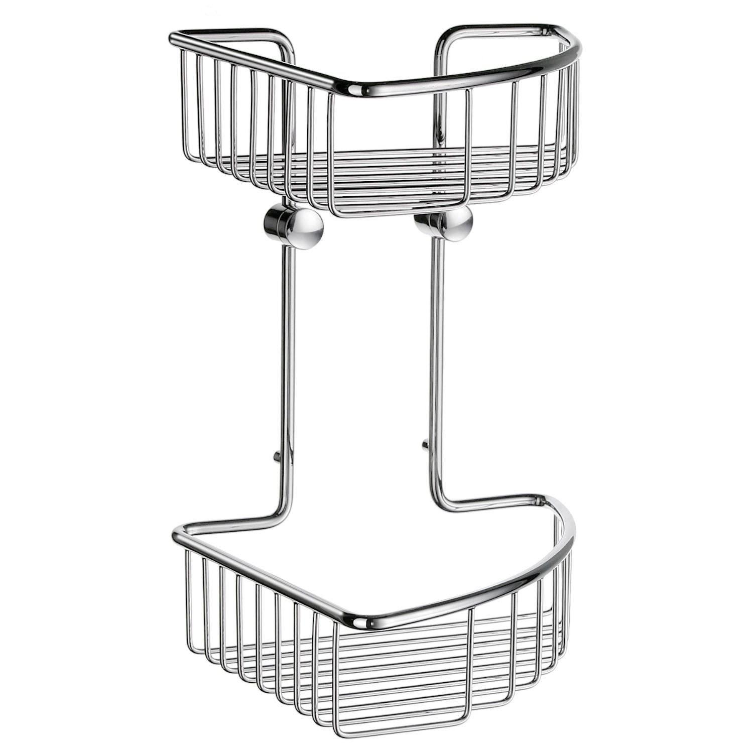 Smedbo Sideline Large Double Corner Shower Basket Two-Tier Polished Chrome